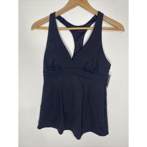 New Lands End Swimsuit Tankini Top Women’s 6 Black UPF 50 Padded Bra Racerback